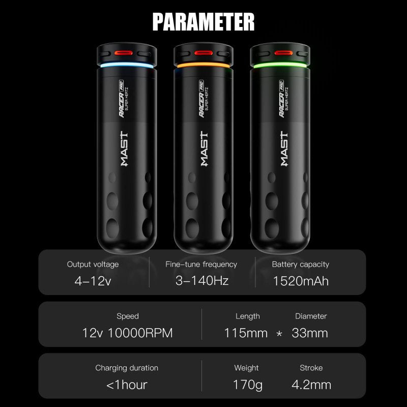 Dragonhawk Wireless Tattoo Pen Machine 4.2MM Strokes Length | Mast Racer Pro