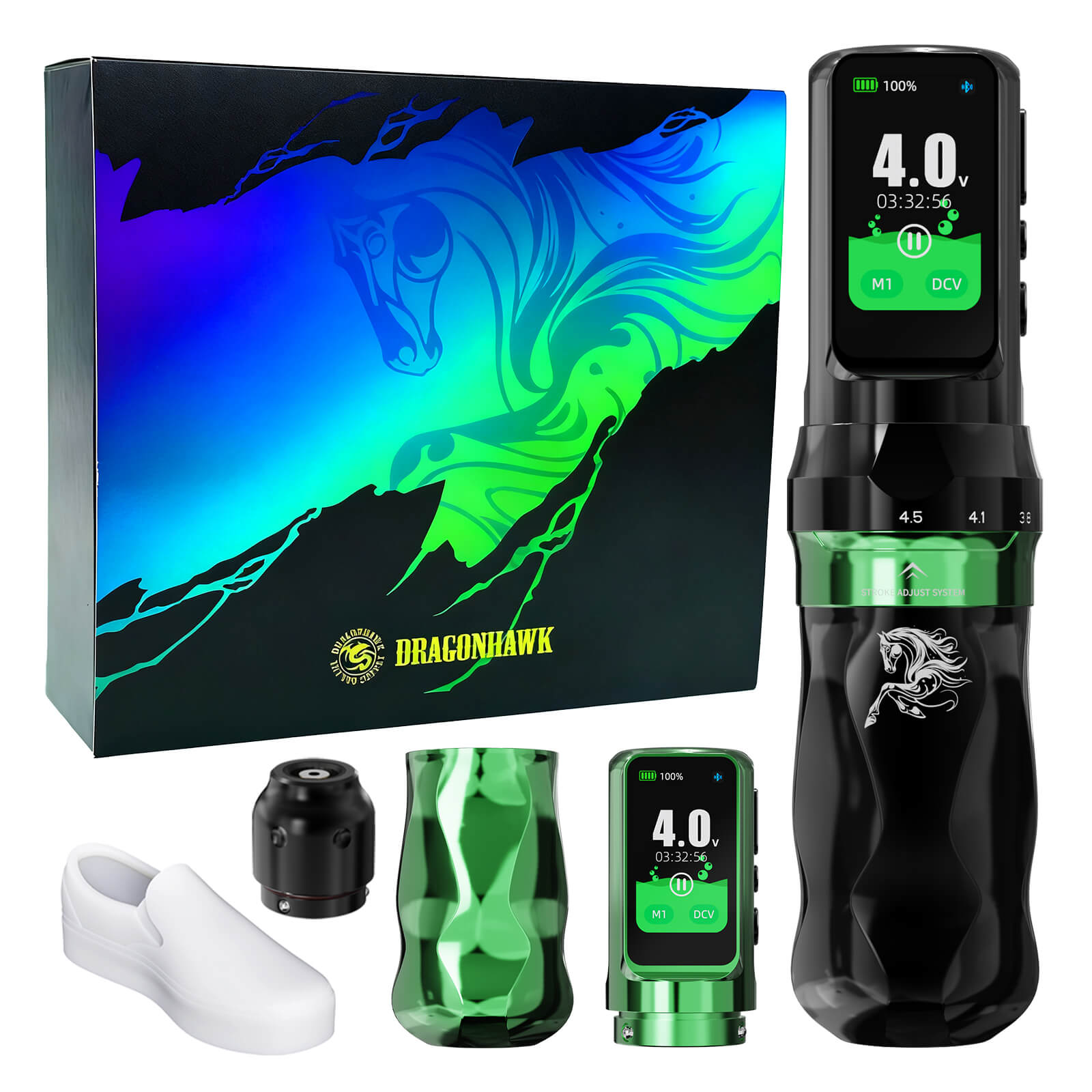 Tattoo Kit | Dragonhawk Fold Pro Year of Horse Edition Tattoo Machine Pen Wireless Professional Bundle