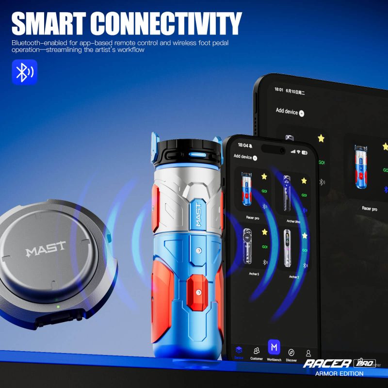 Dragonhawk Wireless Tattoo Pen Machine 4.2MM Strokes Length | Mast Racer Pro Armor Edition (2 Batteries ver.)
