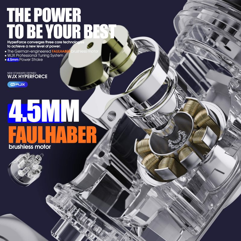 Tattoo Kit | WJX Hyper Force Tattoo Machine Pen Wireless Professional Bundle with FAULHABER Brushless Motor 4.5mm Stroke