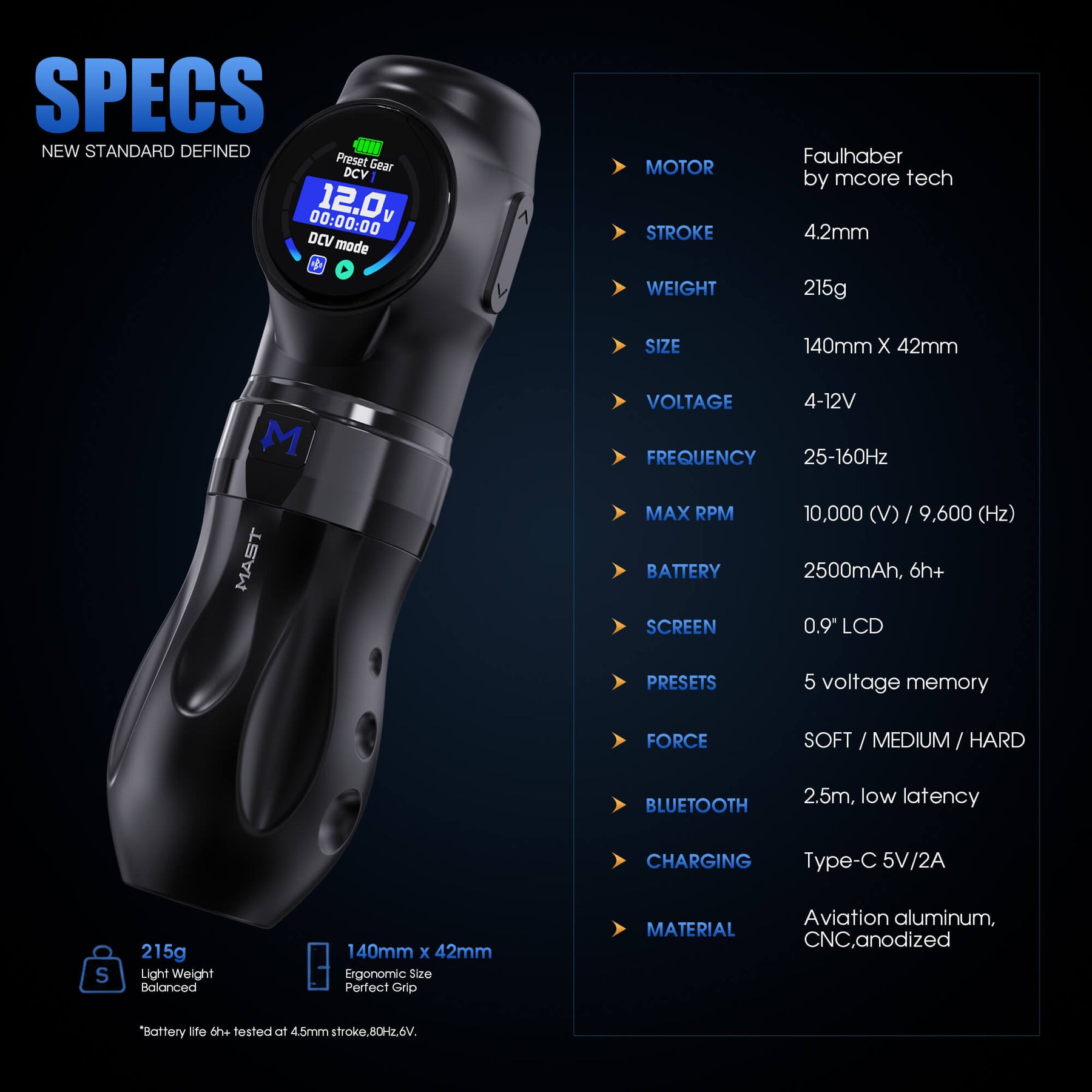 Dragonhawk Wireless Tattoo Pen Machine With 4.2MM Strokes | Mast Archer 3 Ultra
