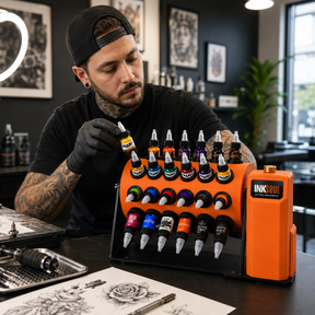 INKSOUL Rotating Tattoo Ink Rack｜Continuous Ink Mixing Organizer for Tattoo Artists｜48-Bottle Rotating Ink Organizer
