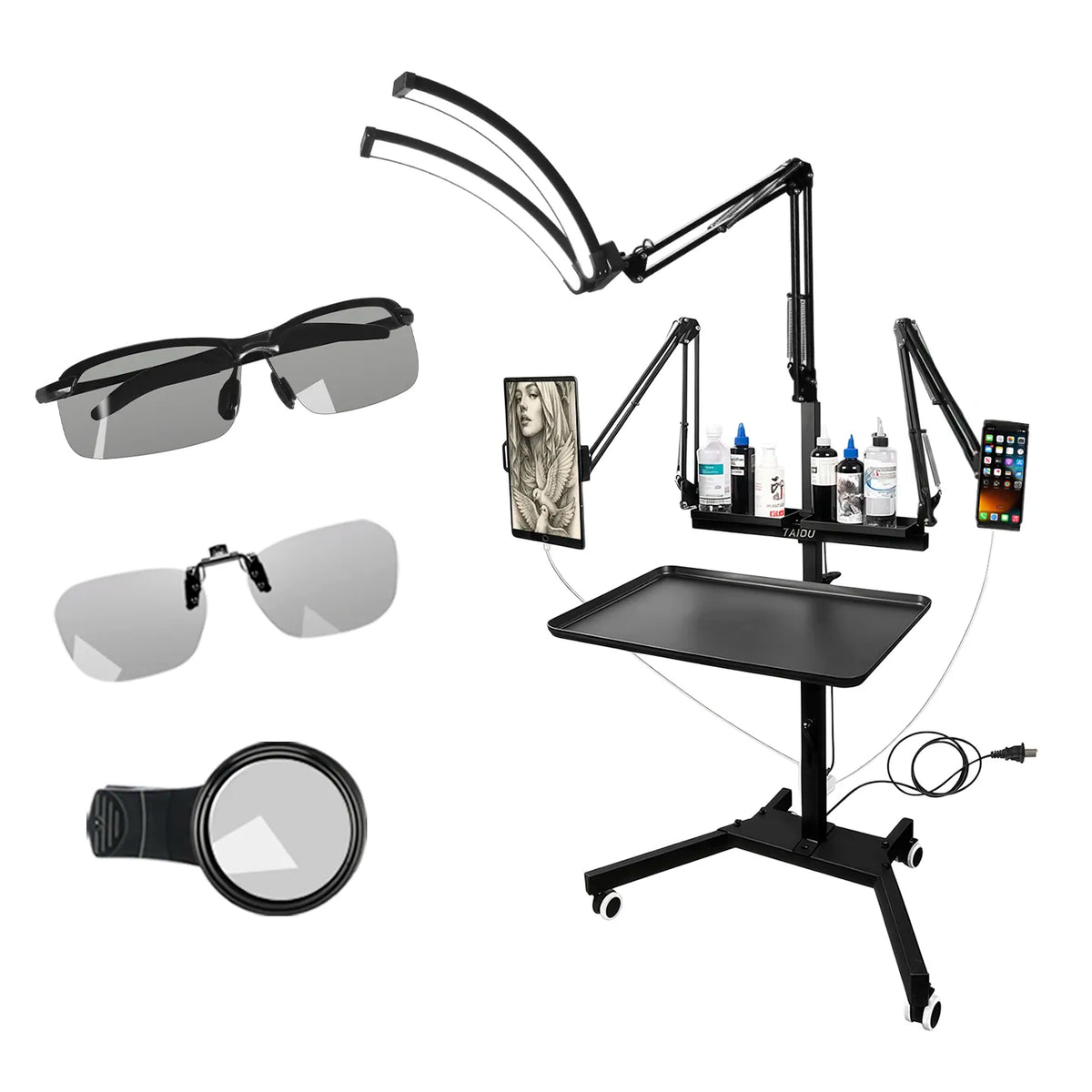 TAIDU X5 Professional Tattoo Workstation with Foldable Half-Moon Light