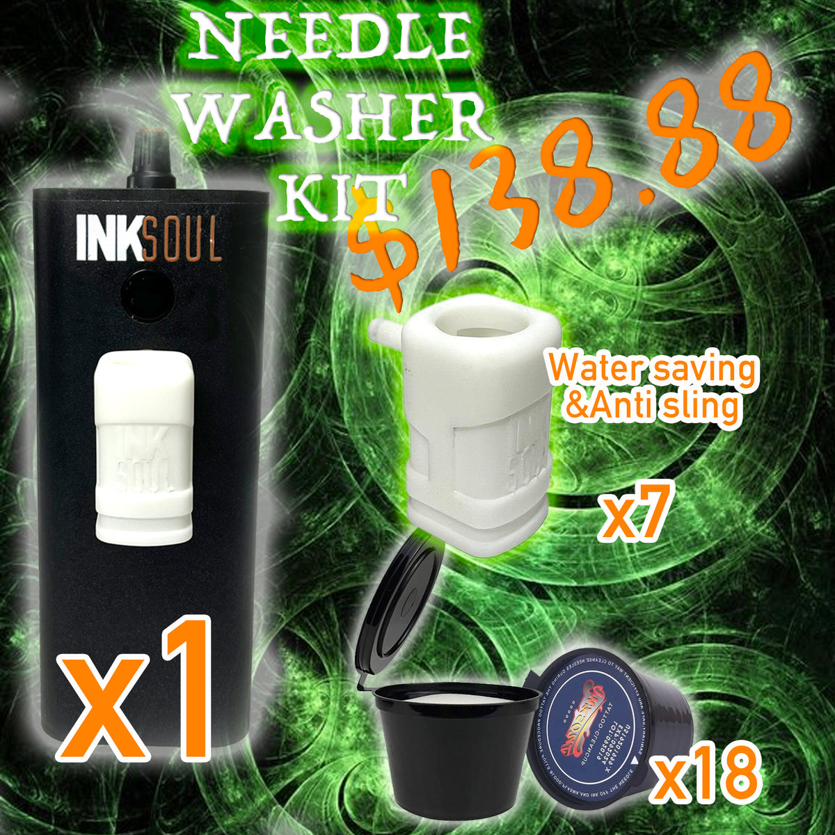 Needle Washer Kit(Needle Washer+Dip Cup Caps+Disposable accessories Pro）👍👍👍