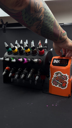 INKSOUL Rotating Tattoo Ink Rack｜Continuous Ink Mixing Organizer for Tattoo Artists｜48-Bottle Rotating Ink Organizer