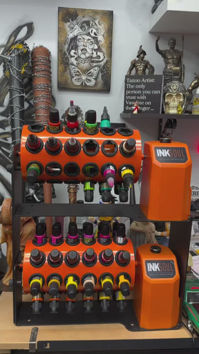 INKSOUL Rotating Tattoo Ink Rack｜Continuous Ink Mixing Organizer for Tattoo Artists｜48-Bottle Rotating Ink Organizer